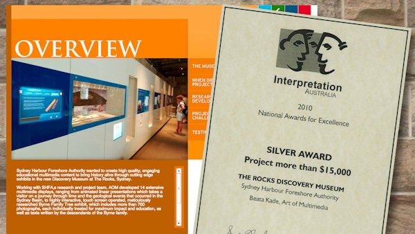 The Rocks Discovery Museum scoops an Interpretation Australia National Award for Excellence