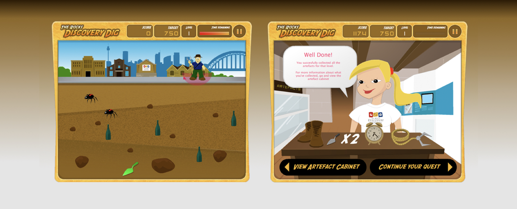 Rocks dig game spread 1