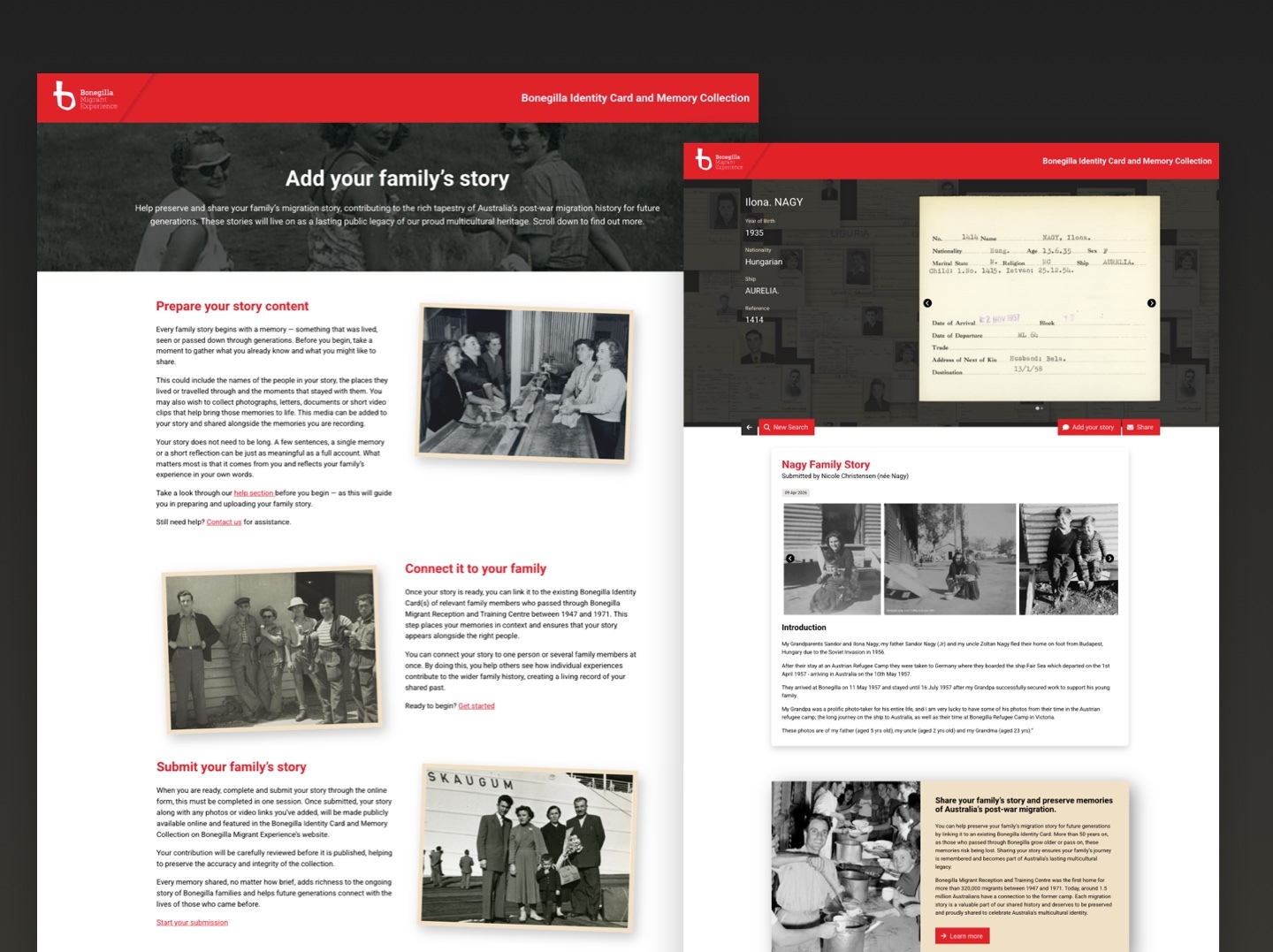 Bonegilla family story spread